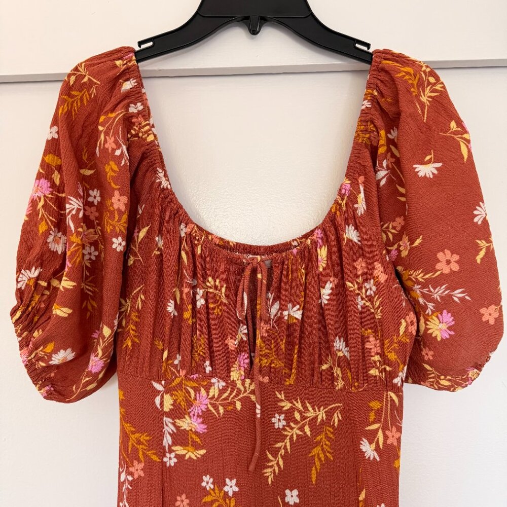 Billabong True Romance Printed Midi Dress in rust orange - Picture 6 of 12